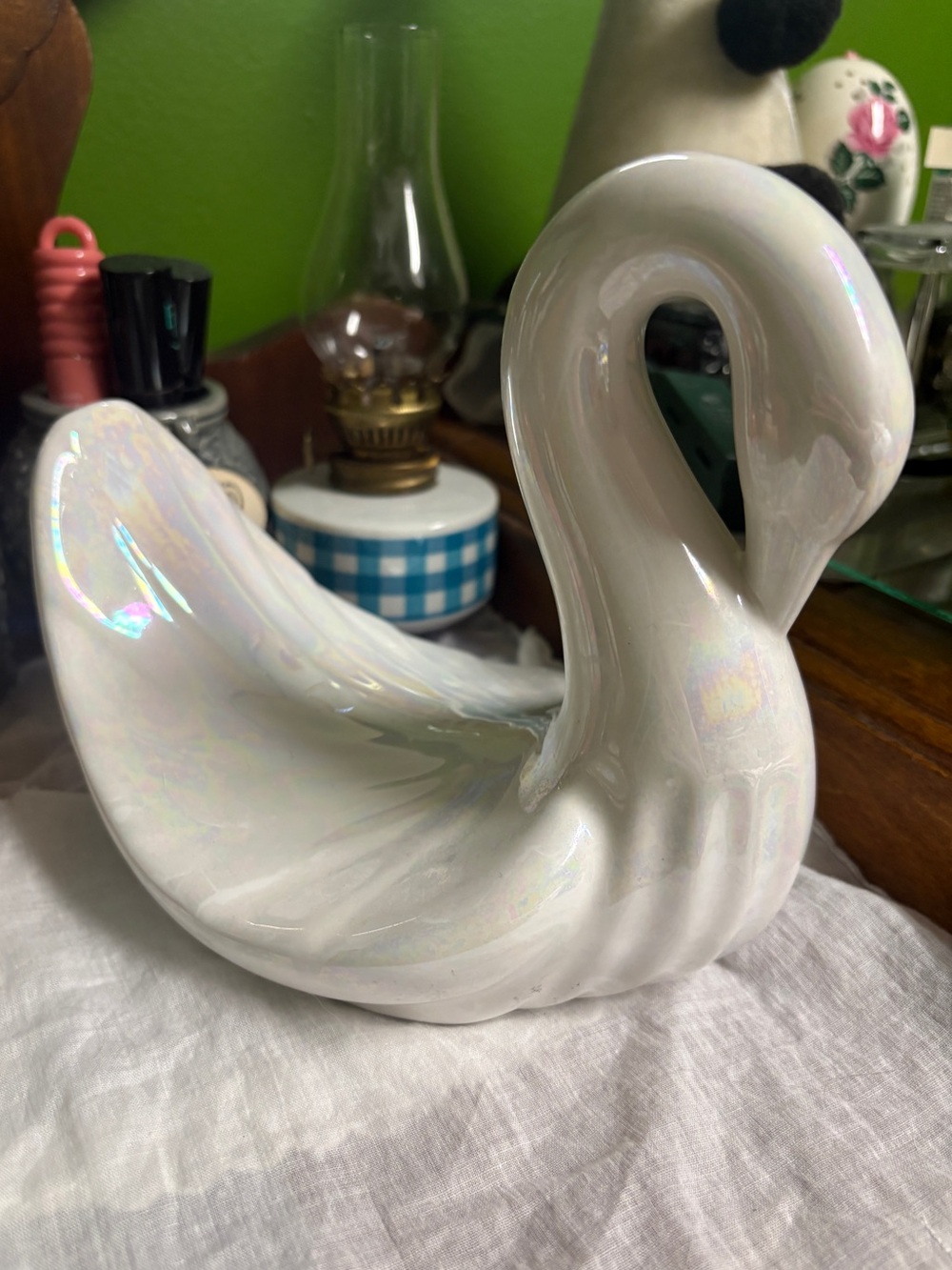 Iridescent Swan Towel Holder MCM Vintage